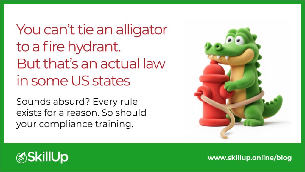 alligator tied to a fire hydrant